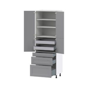 Willow Painted Slate Gray  Shaker Assembled Pantry  Cabinet with 3 Drawers and 2 Inner Drawers (30 in. W x 89.5 in. H x 24 in. D)