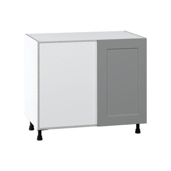 Willow Painted Slate Gray  Shaker Assembled Blind Base Corner  Cabinet Left Open (39 in. W X 34.5 in. H X 24 in. D)