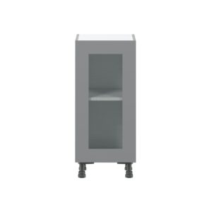 Willow Painted Slate Gray  Shaker Assembled Shallow Base Cabinet with a Full High Glass Door (15 in. W x 34.5 in. H x 14 in. D)