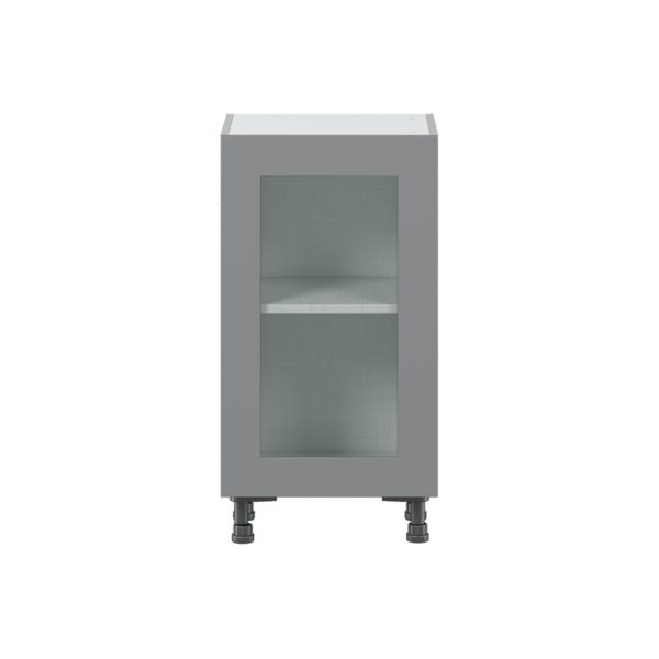 Willow Painted Slate Gray  Shaker Assembled Shallow Base Cabinet with a Full High Glass Door (18 in. W x 34.5 in. H x 14 in. D)