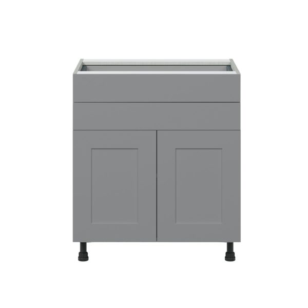 Willow Painted Slate Gray  Shaker Assembled Base Cabinet with Two Doors and Two 5 in. Drawers (30 in. W x 34.5 in. H x 24 in. D)