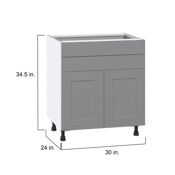 Willow Painted Slate Gray  Shaker Assembled Base Cabinet with Two Doors and Two 5 in. Drawers (30 in. W x 34.5 in. H x 24 in. D)