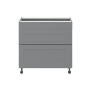 Willow Painted Slate Gray  Shaker Assembled Cooktop Base Cabinet with Drawers and False Front (36 in. W x 34.5 in. H x 24 in. D)