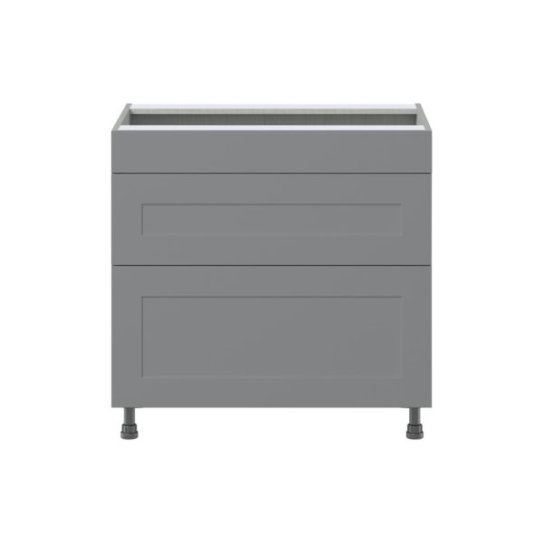 Willow Painted Slate Gray  Shaker Assembled Cooktop Base Cabinet with Drawers and False Front (36 in. W x 34.5 in. H x 24 in. D)