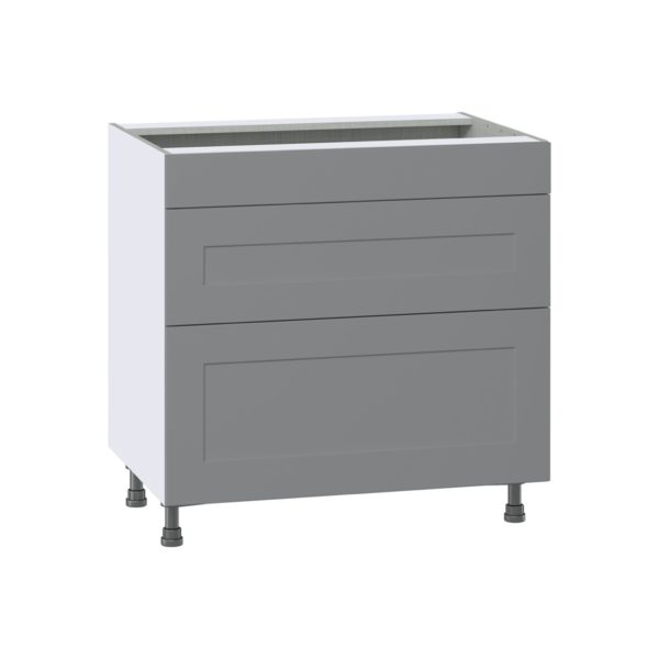 Willow Painted Slate Gray  Shaker Assembled Cooktop Base Cabinet with Drawers and False Front (36 in. W x 34.5 in. H x 24 in. D)