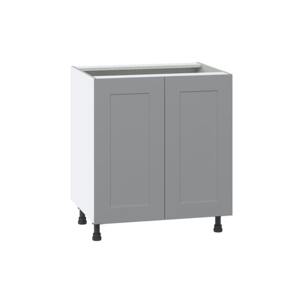 Willow Painted Slate Gray  Shaker Assembled Base Cabinet with 2 Full High Doors and 3 Inner Drawers (30 in. W x 34.5 in. H x 24 in. D)