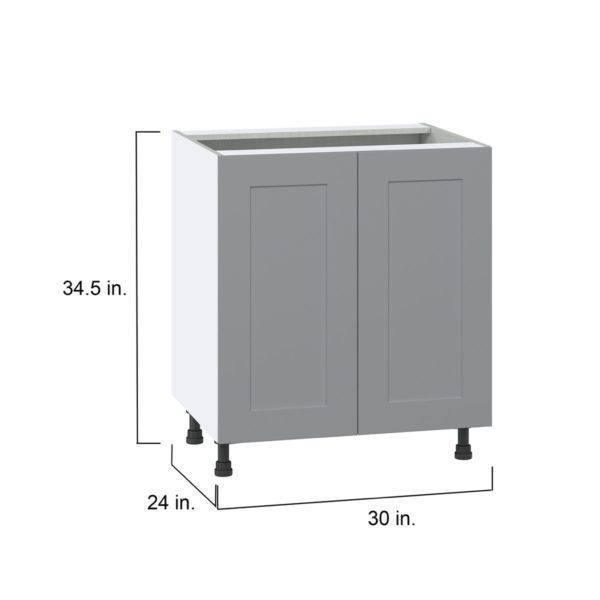 Willow Painted Slate Gray  Shaker Assembled Base Cabinet with 2 Full High Doors and 3 Inner Drawers (30 in. W x 34.5 in. H x 24 in. D)