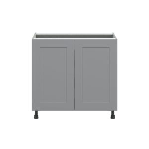 Willow Painted Slate Gray  Shaker Assembled Base Cabinet with 2 Full High Doors and 3 Inner Drawers (36 in. W x 34.5 in. H x 24 in. D)