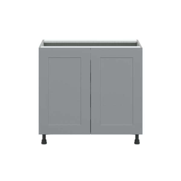 Willow Painted Slate Gray  Shaker Assembled Base Cabinet with 2 Full High Doors and 3 Inner Drawers (36 in. W x 34.5 in. H x 24 in. D)