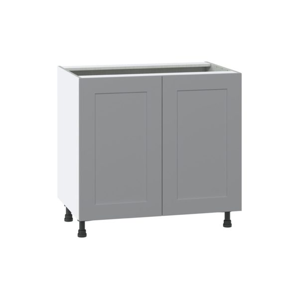 Willow Painted Slate Gray  Shaker Assembled Base Cabinet with 2 Full High Doors and 3 Inner Drawers (36 in. W x 34.5 in. H x 24 in. D)