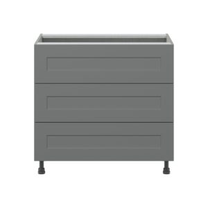 Willow Painted Slate Gray  Shaker Assembled Base Cabinet with Three 10 in. Drawers (36 in. W x 34.5 in. H x 24 in. D)