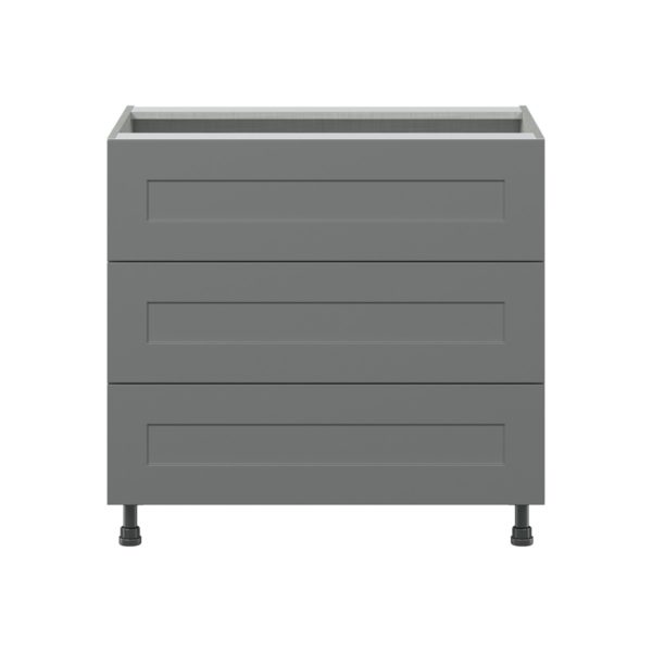 Willow Painted Slate Gray  Shaker Assembled Base Cabinet with Three 10 in. Drawers (36 in. W x 34.5 in. H x 24 in. D)