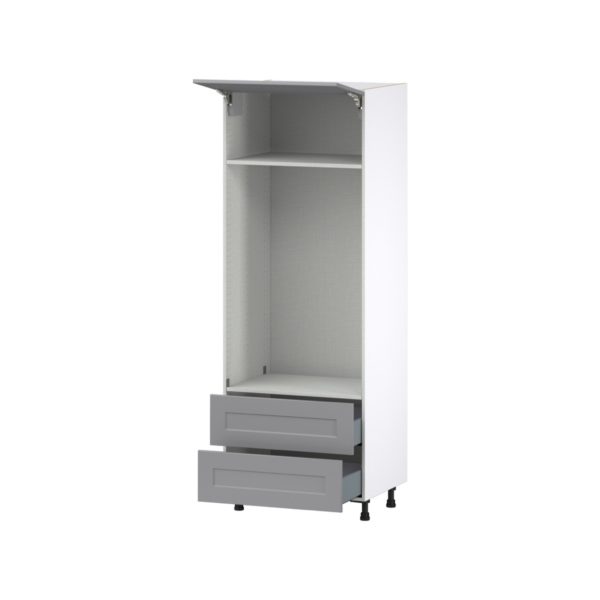 Willow Painted Slate Gray  Shaker Assembled Pantry Micro/Oven  Cabinet with 2 Drawers (30 in. W x 84.5 in. H x 24 in. D)