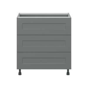 Willow Painted Slate Gray  Shaker Assembled Base Cabinet with Three 10 in. Drawers (30 in. W x 34.5 in. H x 24 in. D)