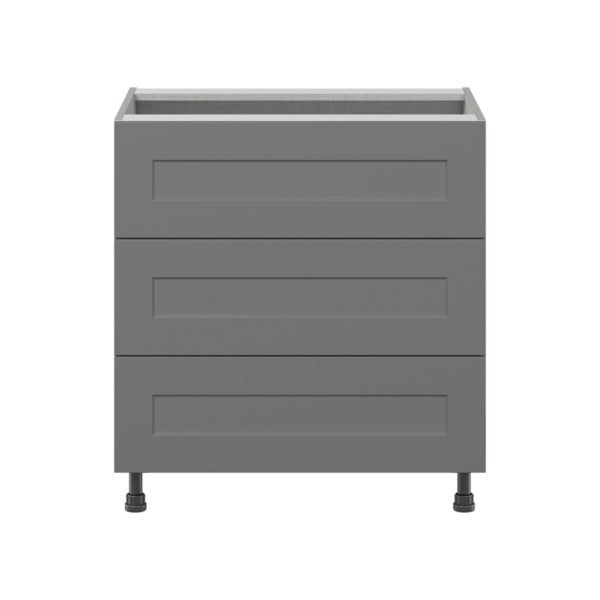 Willow Painted Slate Gray  Shaker Assembled Base Cabinet with Three 10 in. Drawers (30 in. W x 34.5 in. H x 24 in. D)