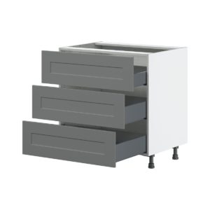 Willow Painted Slate Gray  Shaker Assembled Base Cabinet with Three 10 in. Drawers (30 in. W x 34.5 in. H x 24 in. D)