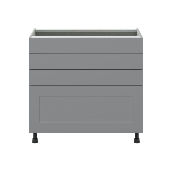 Willow Painted Slate Gray  Shaker Assembled Cooktop Base Cabinet with Drawers and False Front (36 in. W x 34.5 in. H x 24 in. D)