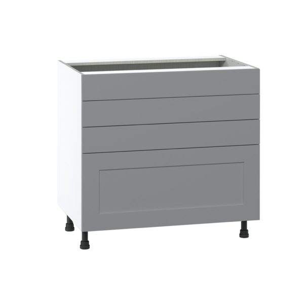 Willow Painted Slate Gray  Shaker Assembled Cooktop Base Cabinet with Drawers and False Front (36 in. W x 34.5 in. H x 24 in. D)