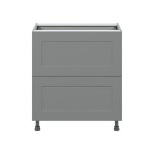 Willow Painted Slate Gray  Shaker Assembled Base Cabinet with 2 Drawers and 1 Inner Drawer (30 in. W x 34.5 in. H x 24 in. D)