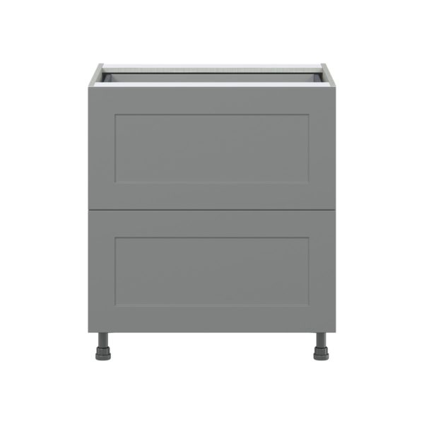 Willow Painted Slate Gray  Shaker Assembled Base Cabinet with 2 Drawers and 1 Inner Drawer (30 in. W x 34.5 in. H x 24 in. D)