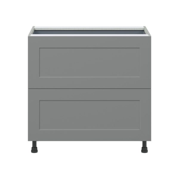 Willow Painted Slate Gray  Shaker Assembled Base Cabinet with 2 Drawers and 1 Inner Drawer (36 in. W x 34.5 in. H x 24 in. D)