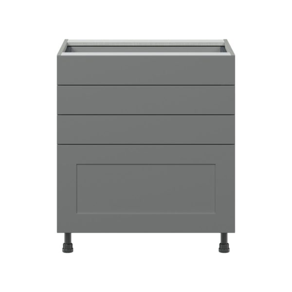 Willow Painted Slate Gray  Shaker Assembled Base Cabinet with 4 Drawers (30 in. W x 34.5 in. H x 24 in. D)