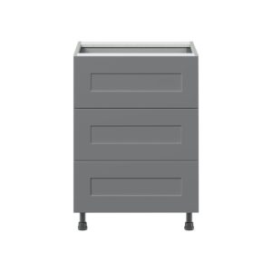 Willow Painted Slate Gray  Shaker Assembled Base Cabinet with Three 10 in. Drawers and 1 Inner Drawer (24 in. W x 34.5 in. H x 24 in. D)