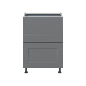 Willow Painted Slate Gray  Shaker Assembled Base Cabinet with 4 Drawers (24 in. W x 34.5 in. H x 24 in. D)