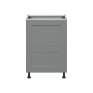 Willow Painted Slate Gray  Shaker Assembled Base Cabinet with 2 Drawers and 1 Inner Drawer (24 in. W x 34.5 in. H x 24 in. D)