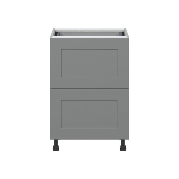 Willow Painted Slate Gray  Shaker Assembled Base Cabinet with 2 Drawers and 1 Inner Drawer (24 in. W x 34.5 in. H x 24 in. D)