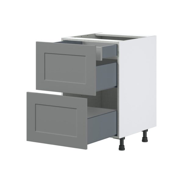 Willow Painted Slate Gray  Shaker Assembled Base Cabinet with 2 Drawers and 1 Inner Drawer (24 in. W x 34.5 in. H x 24 in. D)