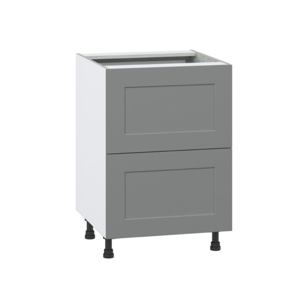 Willow Painted Slate Gray  Shaker Assembled Base Cabinet with 2 Drawers and 1 Inner Drawer (24 in. W x 34.5 in. H x 24 in. D)