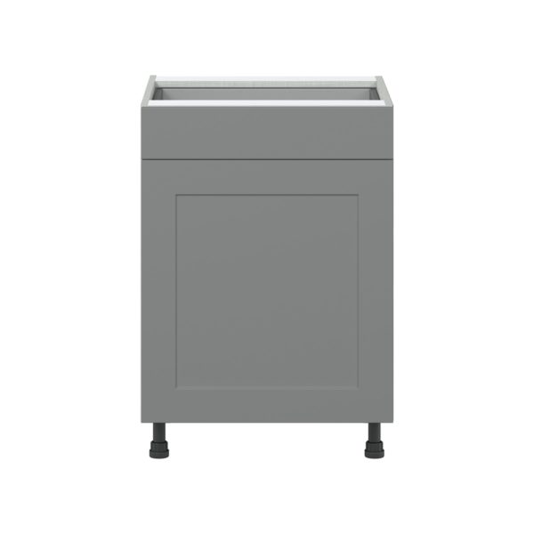 Willow Painted Slate Gray  Shaker Assembled Base Cabinet with 1  Door and 1 Drawer (24 in. W x 34.5 in. H x 24 in. D)