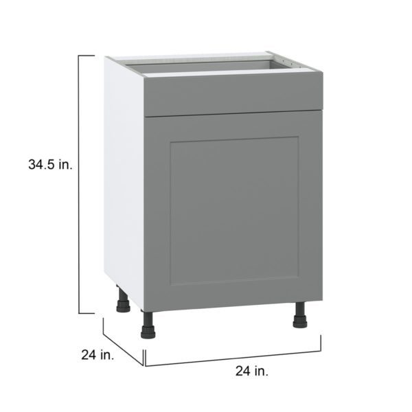 Willow Painted Slate Gray  Shaker Assembled Base Cabinet with 1  Door and 1 Drawer (24 in. W x 34.5 in. H x 24 in. D)