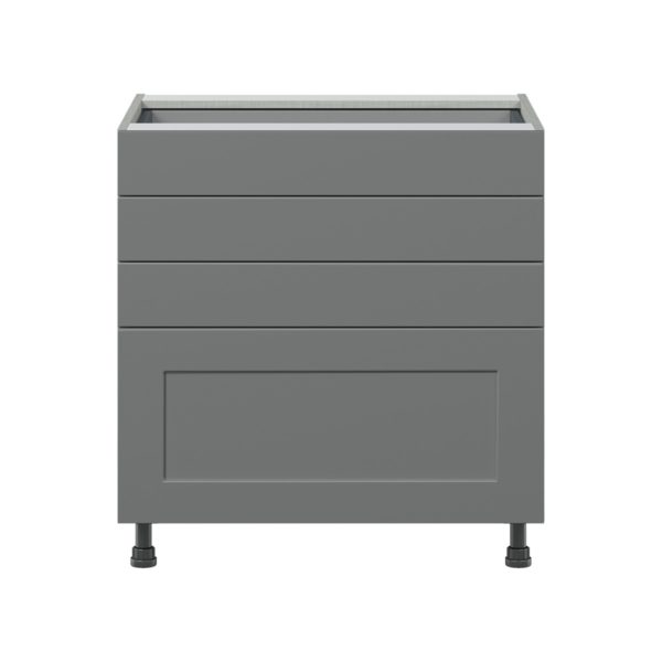 Willow Painted Slate Gray  Shaker Assembled Base Cabinet with 4 Drawers (36 in. W x 34.5 in. H x 24 in. D)