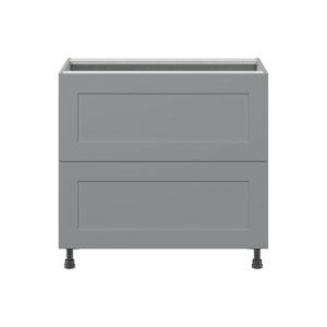 Willow Painted Slate Gray  Shaker Assembled  Cooktop Base Cabinet with 2 Drawers and a Inner Drawer (36 in. W x 34.5 in. H x 24 in. D)