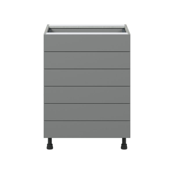 Willow Painted Slate Gray  Shaker Assembled Base Cabinet with 6 Drawers (24 in. W x 34.5 in. H x 24 in. D)