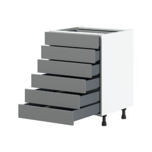 Willow Painted Slate Gray  Shaker Assembled Base Cabinet with 6 Drawers (24 in. W x 34.5 in. H x 24 in. D)