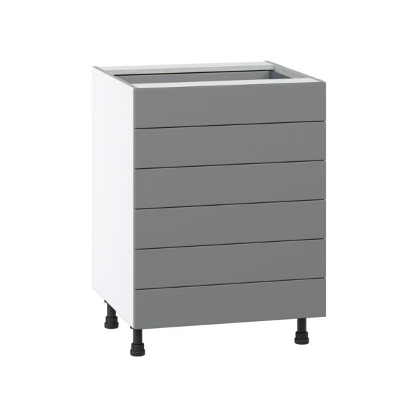 Willow Painted Slate Gray  Shaker Assembled Base Cabinet with 6 Drawers (24 in. W x 34.5 in. H x 24 in. D)