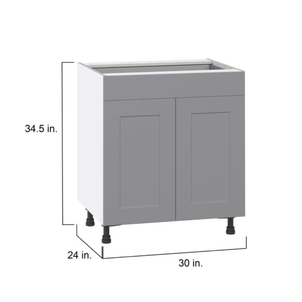 Willow Painted Slate Gray  Shaker Assembled Base Cabinet with 2  Doors and a Drawer (30 in. W x 34.5 in. H x 24 in. D)