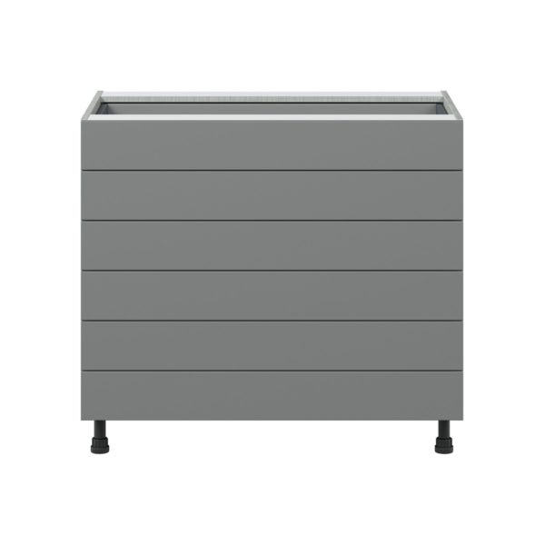 Willow Painted Slate Gray  Shaker Assembled Base Cabinet with 6 Drawers (36 in. W x 34.5 in. H x 24 in. D)