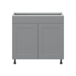 Willow Painted Slate Gray  Shaker Assembled Cooktop Base Cabinet with 2 Doors and False Front (36 in. W x 34.5 in. H x 24 in. D)