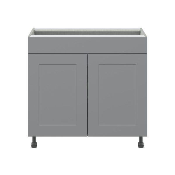 Willow Painted Slate Gray  Shaker Assembled Cooktop Base Cabinet with 2 Doors and False Front (36 in. W x 34.5 in. H x 24 in. D)