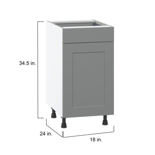 Willow Painted Slate Gray  Shaker Assembled Base Cabinet with 1 Door and 1 Drawer (18 in. W x 34.5 in. H x 24 in. D)