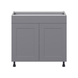 Willow Painted Slate Gray  Shaker Assembled Base Cabinet with 2  Doors and 1 Drawer (36 in. W x 34.5 in. H x 24 in. D)