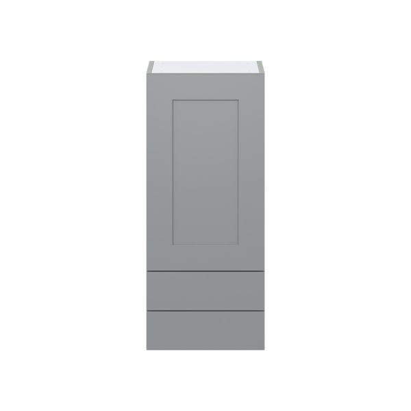 Willow Painted Slate Gray  Shaker Assembled Wall  Cabinet with a Door and Two 5 in. Drawers (15 in. W x 35 in. H x 14 in. D)