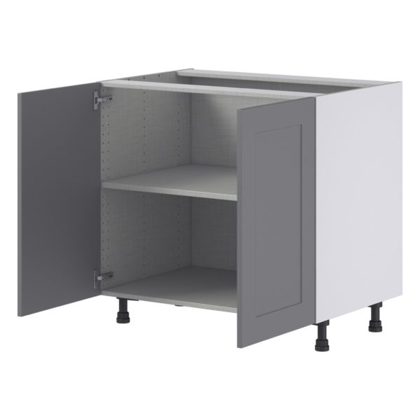 Willow Painted Slate Gray  Shaker Assembled Base Cabinet with 2 Full High Doors (36 in. W x 34.5 in. H x 24 in. D)