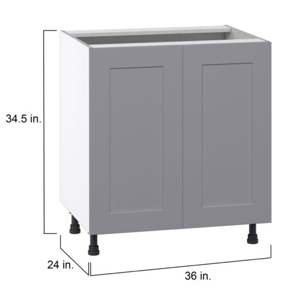 Willow Painted Slate Gray  Shaker Assembled Base Cabinet with 2 Full High Doors (36 in. W x 34.5 in. H x 24 in. D)