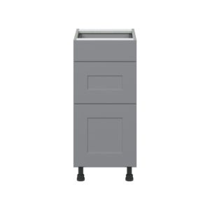 Willow Painted Slate Gray  Shaker Assembled Base Cabinet with 3 Drawers (15 in. W x 34.5 in. H x 24 in. D)