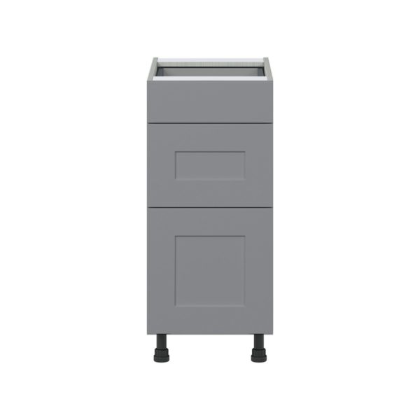 Willow Painted Slate Gray  Shaker Assembled Base Cabinet with 3 Drawers (15 in. W x 34.5 in. H x 24 in. D)